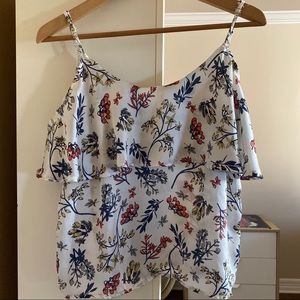Floral off the shoulder satin blouse